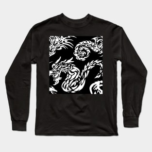 Find a Dragon - Black and White Revere Silhouette Long Sleeve T-Shirt